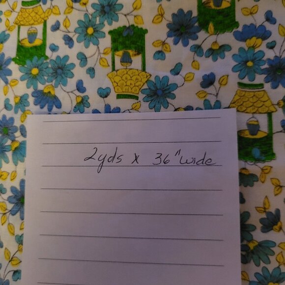 Vintage Fabric! 2 Yards of Fabric with Wishing Wells - Cotton - Picture 2 of 3
